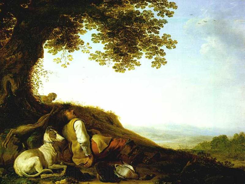 SAFTLEVEN, Cornelis Hunter Sleeping on a Hillside sg Spain oil painting art